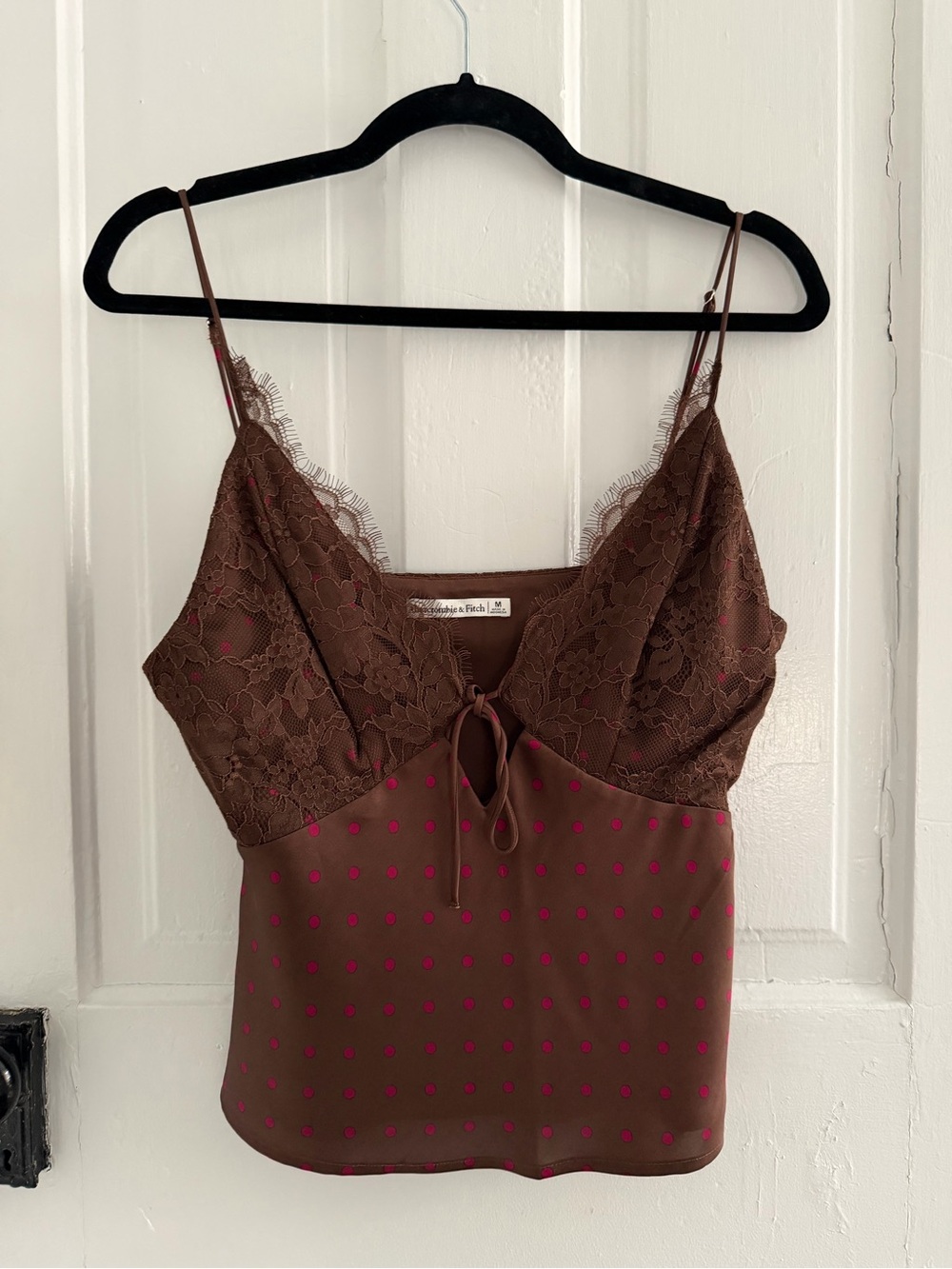 Abercrombie & Fitch Brown Lace-Trim Satin Cami